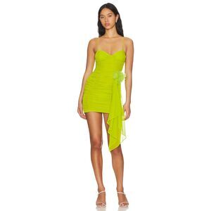 For Love & Lemons Lorlai Mini Dress Size XS Slime Green NWT